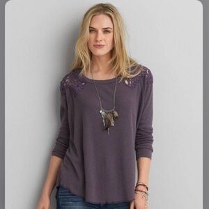 AEO Embroidered Waffle Long Sleeve NWT